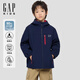 蓋璞【大小童同款】Gap男女童2025秋季防潑水三穿搖粒絨羽絨服805257 海軍藍 140 cm(10-11歲)亞洲尺碼