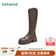熱風（Hotwind）顯瘦長靴通勤百搭女靴復(fù)古氣質(zhì)騎士靴時尚休閑西部靴 02棕色（四季單里3802） 37 (235mm)