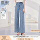 香影藍(lán)色直筒窄版闊腿牛仔褲女2025夏裝新款寬松顯瘦垂墜感拖地褲 牛仔藍(lán) M 160/84A/95-110斤