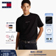 TOMMY JEANS【純色純棉】25夏季男裝平紋針織美式寬松短袖/修身圓領上衣T恤 【寬松刺繡】黑色BDS M