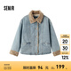 森馬（Semir）牛仔棉服女拼接毛領(lǐng)美式復古2024冬寬松毛邊夾克街頭潮流 牛仔淺中藍88601 XXL 175/96A