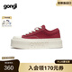 共跡gongji【范丞丞同款】秋季方頭鞋子女厚底鞋女鞋休閑鞋厚底帆布鞋男板鞋 復古紅【孫穎莎同款】 偏大一碼 37 （238mm）