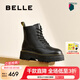 百麗（Belle）七夕禮物周雨彤推薦黑桃少女馬丁靴女休閑短靴B8K1DDD4 黑色 【周雨彤推薦】 35 (225mm)