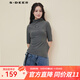 S.DEER夏季圣迪奧女裝個性半高領(lǐng)字母膠印不規(guī)則短袖T恤S21280111 德國灰/87 S 160