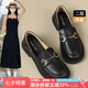 ZHR單鞋女真牛皮英倫風(fēng)樂福鞋女時(shí)尚兩穿休閑女鞋 BT38 黑色 38