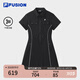 FILA FUSION斐樂潮牌女裝連衣裙2025夏新款時尚休閑吸濕速干翻領(lǐng)裙子 正黑色-BK L 170/88A/L