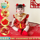 WVD美國品牌男寶夏季中國風周歲宴抓周服中式分體唐裝百日宴嬰兒衣服女寶夏款繁花似錦云肩無袖包屁+ e66 60-CM.11-14斤