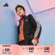 adidas休閑舒適毛圈布立領(lǐng)長袖套裝男裝春季阿迪達斯官方輕運動 黑色（選大一碼)   L