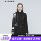 sdeer圣迪奧秋季女裝休閑時(shí)尚修身型拉鏈通勤方領(lǐng)翻領(lǐng)印花收腰短款外套女S20382207 黑色/91 S 160