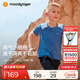 moodytiger男童短袖T恤速干夏季小細格兒童上衣童裝輕薄透氣拼接排汗運動衣