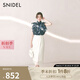 SNIDEL2025春夏新品半高領(lǐng)蝴蝶結印花小飛袖雪紡襯衫SWFB252053 深藍 均碼 (F)