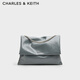 CHARLES&KEITH大容量純色鏈條郵差包單肩腋下包包女包婚包新年禮物CK2-20271514 Grey灰色 大包
