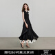 初語(yǔ)拼接不規則收腰連衣裙女2025夏季新款飄逸黑色中長(cháng)裙D 黑色 L