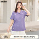MsShe【減齡刺繡polo衫正肩短袖T恤】大碼女裝2025夏裝胖mm巨顯瘦 帆船刺繡-桔梗紫色現貨 3XL