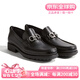 菲拉格慕（Ferragamo）男士商務(wù)皮鞋牛皮樂福鞋 DAVID厚底莫卡辛鞋 時尚高檔大牌男鞋 黑色 02A515 0671792 40 碼（6碼）