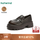 熱風(fēng)（Hotwind）厚底樂福鞋25年春季英倫風(fēng)復(fù)古黑色小皮鞋百搭單鞋 02棕色 39