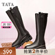 他她（TATA）厚底長(zhǎng)筒靴女靴英倫加絨保暖騎士靴高筒靴秋冬新WXK02DG3 黑色（絨里） 36