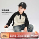 左西男童衛衣春秋裝學(xué)院風(fēng)2025插肩袖撞色POLO衫中大童上衣 白色 150