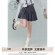 紫涵（ZIHAN）紫涵蝴蝶結(jié)高腰百褶裙女秋季甜美學(xué)院風(fēng)網(wǎng)紗A字半身短裙 深灰 L