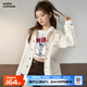 馬登女裝復古港風(fēng)白色牛仔外套vintage翻領(lǐng)夾克ins密歇根工裝上衣 米白色 馬登工裝 S