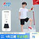 特步（XTEP）兒童童裝夏季速干冰絲豎排中國短袖套裝 珍珠白/寶鉆紅 160cm