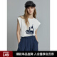 ELLE設計感無(wú)袖白色T恤女2025春新款通勤風(fēng)寬松顯瘦薄款上衣 白色 M