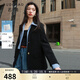 三彩若潮大碼女裝2025冬季新款90白鴨絨羽絨服絲絨外套型暖胖MM 黑藍 L 165/92B 參考體重125-135