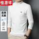 恒源祥2023新款秋冬男士半高領(lǐng)長袖T恤打底衫加絨加厚中領(lǐng)內(nèi)搭上衣 白色 M