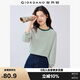 佐丹奴T恤女純棉航海系撞色條紋圓領(lǐng)七分袖上衣女13325213