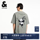 杰克·瓊斯（JACK&JONES）男裝25年棉質(zhì)涼感短袖T恤男士夏季潮流寬松卡通熊貓印花半袖t恤 E05灰綠色 寬松版，卡碼拍小 XL 185