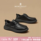 夢特嬌（MONTAGUT）軟底皮鞋男夏季新款商務(wù)休閑鞋子頭層牛皮男鞋秋季系帶大頭皮鞋男