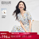 熙世界sllsky郁金香碎花連衣裙女2025年新款氣質顯瘦泡泡袖收腰裙子夏季 白底粉花 XL