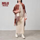 無印良品（MUJI） 羊毛披巾 圍巾圍脖男女 秋冬季 披肩 保暖 橙色格紋/60*200cm