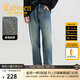 卡賓（CABBEEN）【寬松純棉】復古牛仔褲男2025夏季新款刺繡cleanfit直筒長(cháng)褲 蔚藍色47 31 /175/L