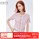 FINITY夏季新款短袖針織衫女氣質(zhì)休閑小香風(fēng)減齡套頭上衣女 粉色 2XL