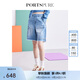 PORTS寶姿女裝秋冬新品女裝寬腳口牛仔短褲RD7P007PDC026 LIGHT DENIM 38