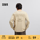 森馬（Semir）長袖T恤男美式復古印花打底衫春季內(nèi)搭寬松針織上衣刺繡潮流 淺駝50001 L