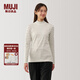 無(wú)印良品（MUJI）女式起毛羅紋編織半高領(lǐng)長(zhǎng)袖T恤上衣打底衫女款內(nèi)搭冬季打底衣 米白色條紋 S (155/80A)