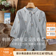 她池翻領(lǐng)襯衫2025春夏新款女裝刺繡單排扣寬松款五分袖襯衣T51B0075C
