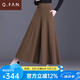 恰凡（QIAFAN）闊腿褲女春秋2025新款寬松裙褲媽媽高腰顯瘦休閑黑色大腳九分褲裙 咖色 27  二尺