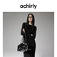 歐時(shí)力OCHIRLY羊毛長(cháng)款毛織連衣裙女收腰優(yōu)雅通勤2025秋季新品 黑色 L