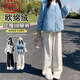 浪莎休閑褲女寬松2025年秋季新款小個(gè)子闊腿褲韓版顯瘦顯高歐綿絨褲子
