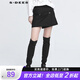 S.DEER圣迪奧夏女裝通勤風(fēng)雙排扣假口袋A字半身短裙S22161301 黑色/91 L 170