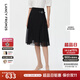 朗姿【尖貨補(bǔ)單】法式氣質(zhì)高腰黑色中長(zhǎng)款半身裙女夏季新款A(yù)字裙 黑色 M