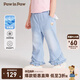 PawinPaw【涼感】卡通小熊童裝春季女寶寶荷葉邊牛仔褲 牛仔藍色/55 90 cm