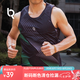 銳零運動到手39【14款速干坎肩背心】夏季馬拉松跑步輕量透氣吸汗有彈性 黑綠色（無袖坎肩） L (175) 男
