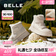 百麗（Belle）厚底羊毛雪地靴女靴加絨保暖休閑短靴棉鞋D1X1DDD4 米白-亮面皮 39 (245mm)