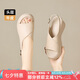 ZHR頭層牛皮坡跟涼鞋夏季簡(jiǎn)約厚底輕便女鞋外穿時(shí)尚高跟鞋 JE20 米35