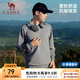 駱駝圓領(lǐng)長袖套頭衛(wèi)衣男時尚寬松薄款休閑運動上衣女 J13CAY6063，中花灰，男 XL