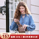 百圖betu女裝2025春季新款襯衫法式復古系帶領(lǐng)牛仔襯衫女2502T37 牛仔色 M
